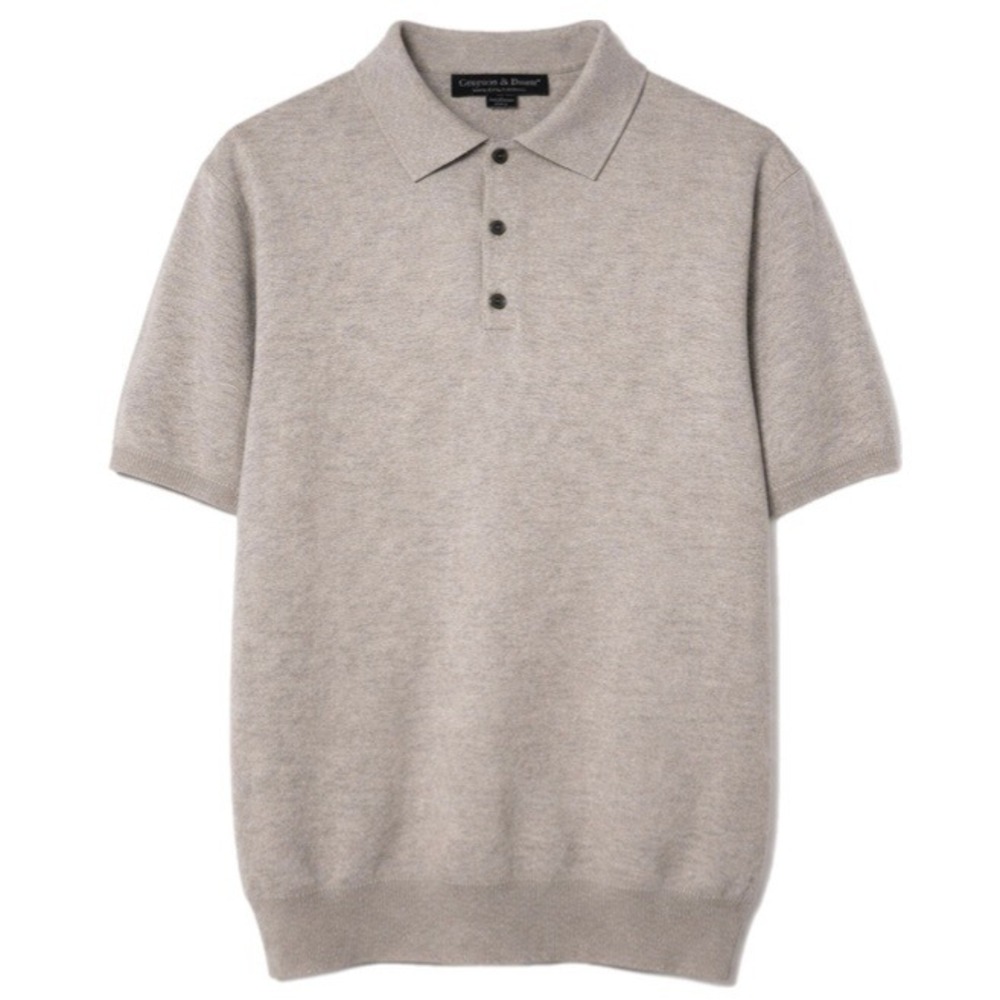 Grayson and Dunn Polo Shirt Mens Large Ribbed 100% 2 Ply Cashmere Short Sleeve